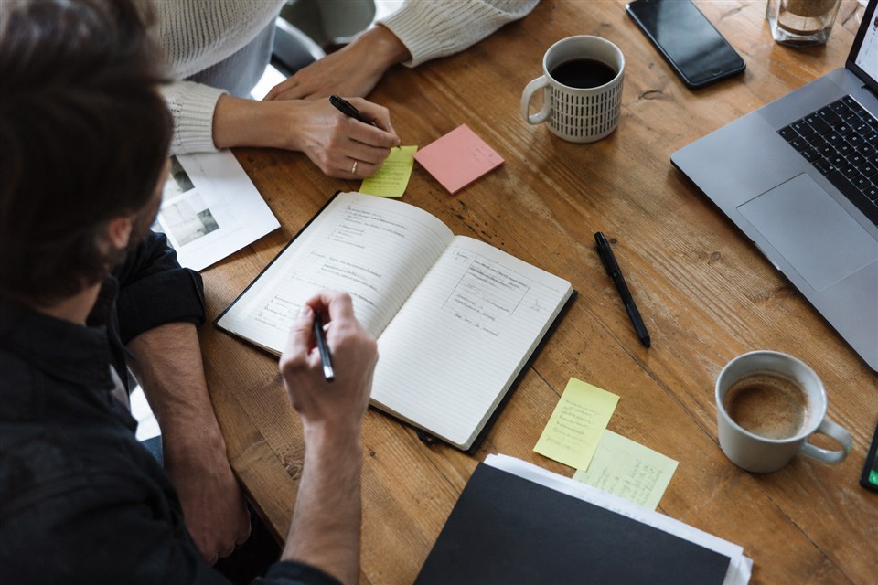 Notebook and stationery for planning an AI and automation strategy